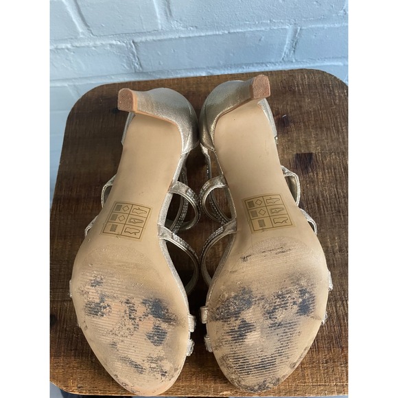 Kelly & Katie Gold Sparkle Rhinestone Strappy Stiletto Heels Women's Size 7.5 - Picture 6 of 6